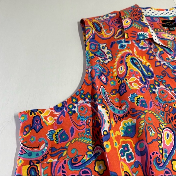 Talbots women’s size 24W sleeveless button up Paisley print blouse no iron - Picture 8 of 9